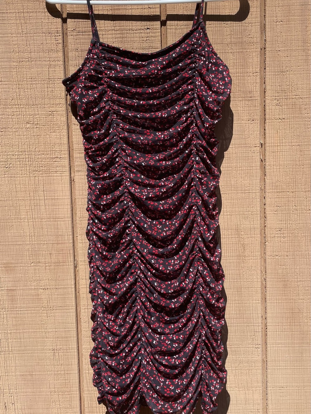 Abercrombie & Fitch Ruched Floral Midi Dress